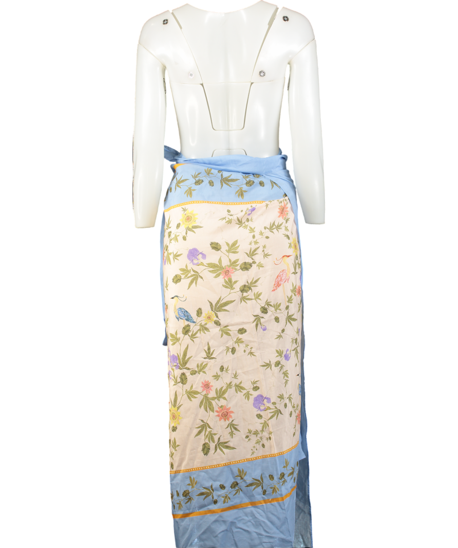 agua Bendita Blue Floral Cotton And Silk Beach Cover-up One Size