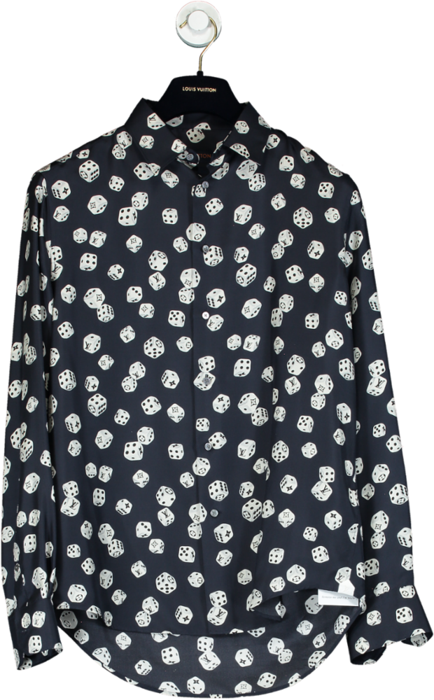 Louis Vuitton Navy Dice Print Silk Shirt UK S