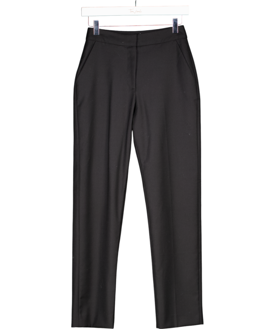 Karen Millen Black Tapered Wool Blend Trousers UK 6