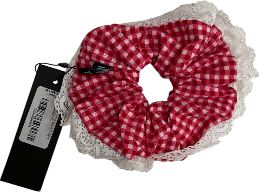 Motelrocks Scrunchie With Lace Red Gingham And Cloth One Size