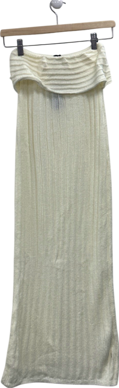 PrettyLittleThing Cream Petite Low Waist Knitted Maxi Skirt UK 12