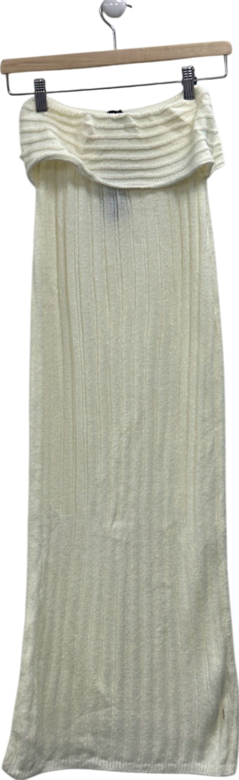 PrettyLittleThing Cream Petite Low Waist Knitted Maxi Skirt UK 12