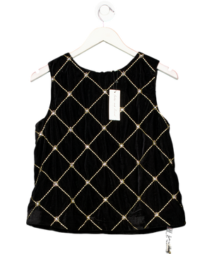 Lily  & Lionel Chiva Beaded Velvet Top In Black UK 10