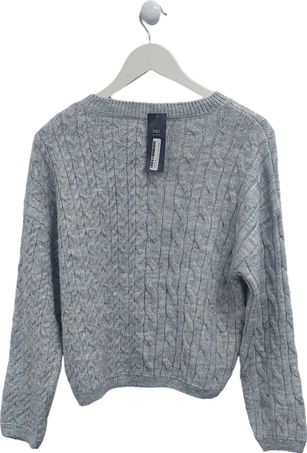 M&S Grey Cable Knit Jumper UK M