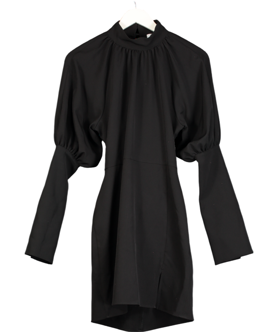 NA-KD Black X Hanna Schonberg Balloon Sleeve Back Detail Dress UK 10