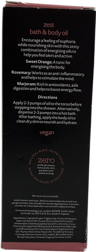 Elemental herbology Zest Bath And Body Oil 145 ml