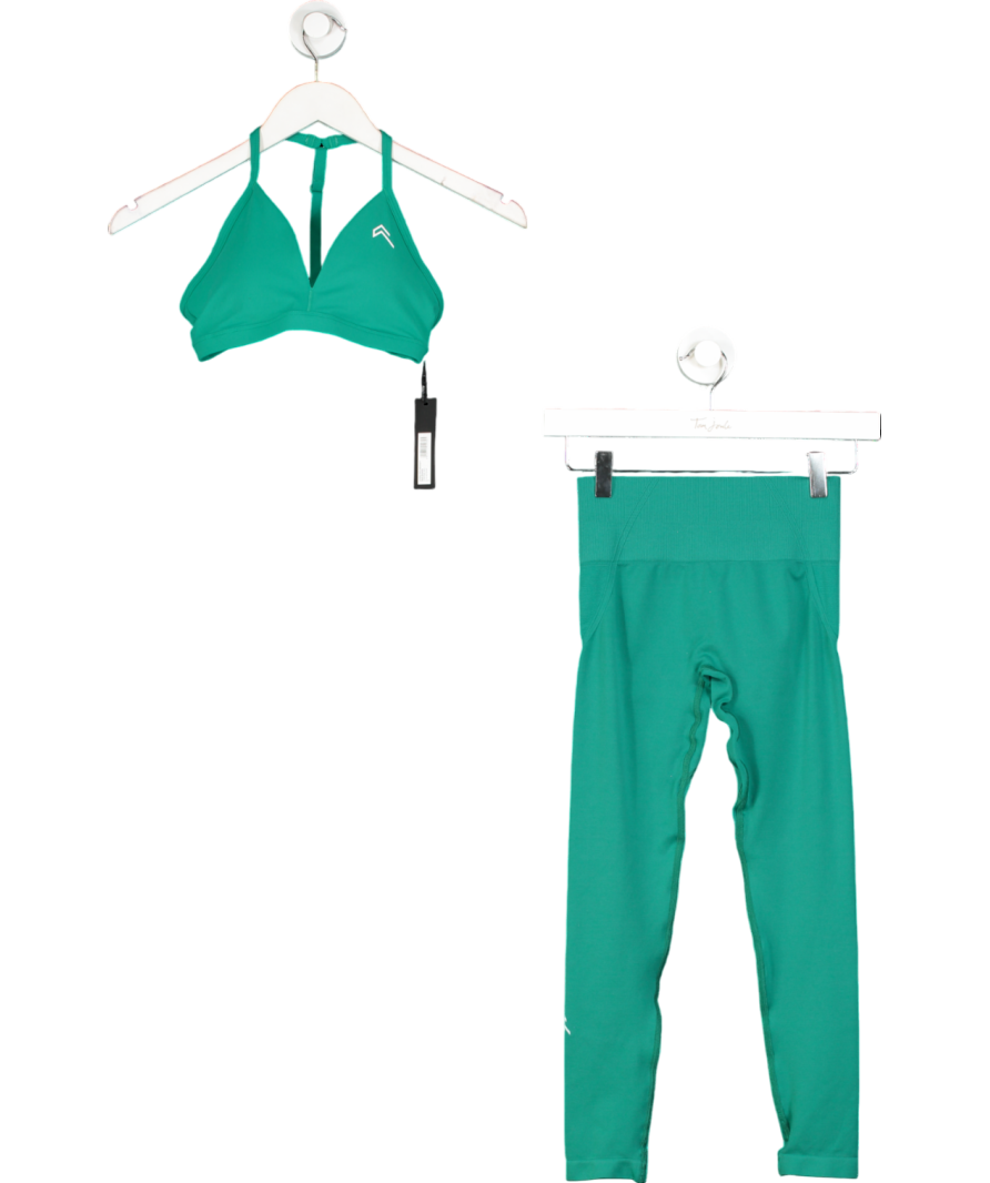 Oner Active 3-piece Green Unified Ultra Minimal V-neck Bralette, shorts And Leggings UK S