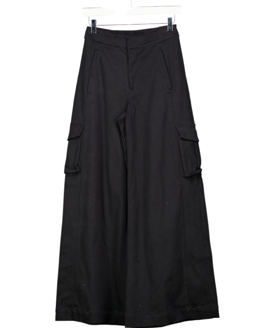 alo yoga Black Show Off Cargo Wide Leg Trouser UK S