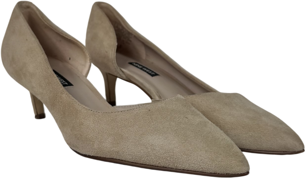 Nine West Cream Nydia Neutral Suede Pointed Toe Pumps UK 5.5 EU 38.5 👠