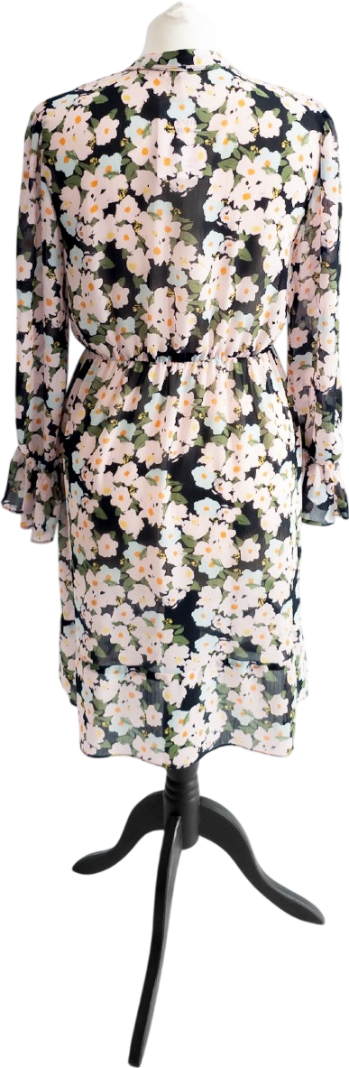 J. CREW Navy Blue Floral Midi Dress UK XS