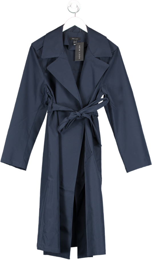 New Look Blue Navy Belted Duster Mac UK 12