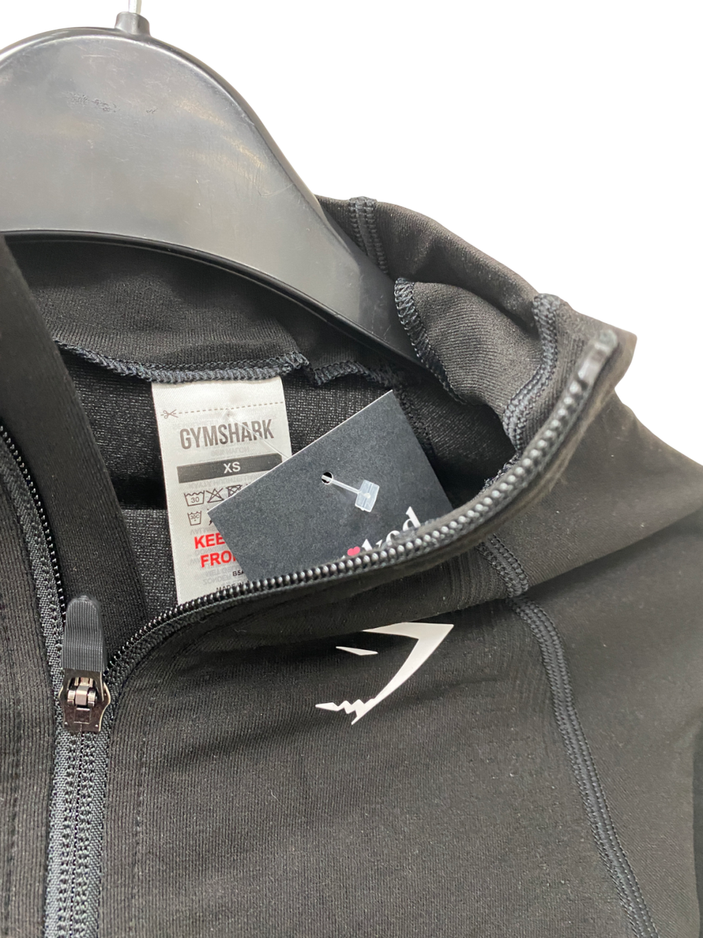 gymshark Black Vital Seamless Midi Zip Up Jacket UK XS