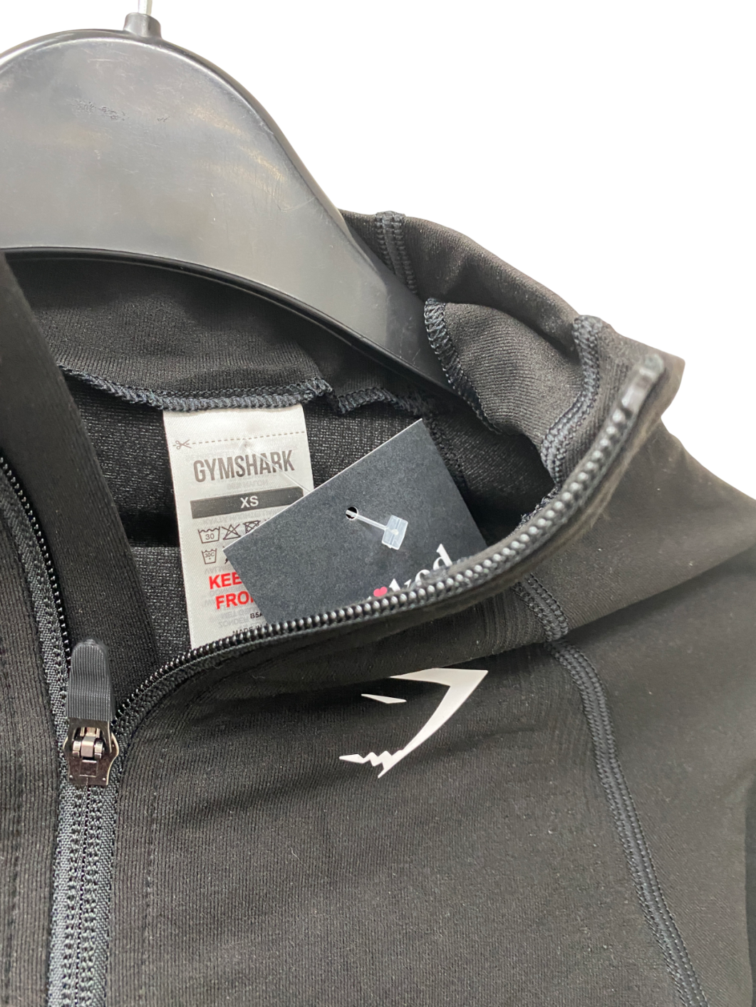 gymshark Black Vital Seamless Midi Zip Up Jacket UK XS