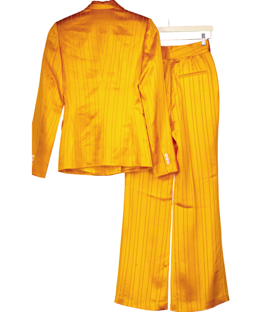 Karen Millen Orange Satin Pinstripe Tuxedo Blazer And Trousers Set UK 6
