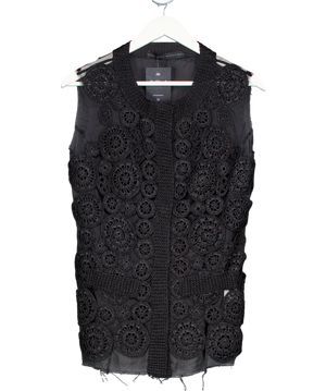 Ermanno Scervino Black Silk Sheer Embellished Blouse UK 12