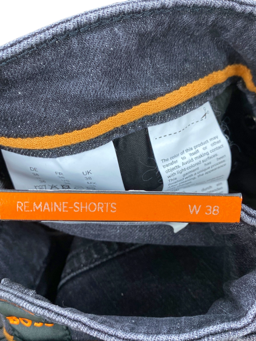 Hugo Boss Grey Denim Re.Maine-Shorts Regular Fit W38