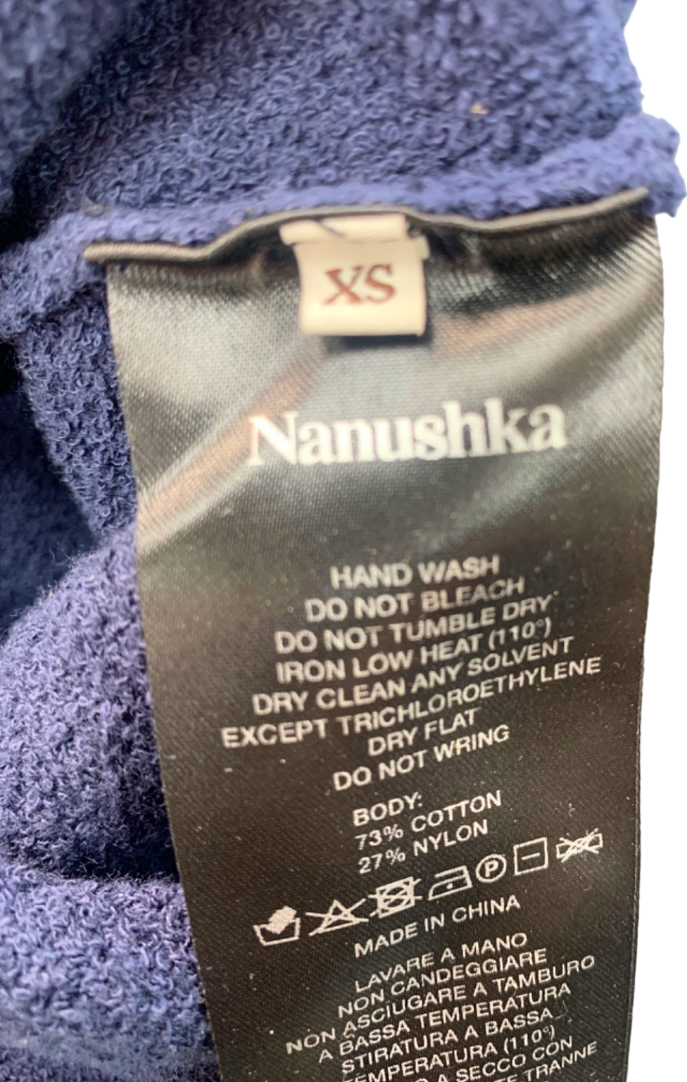 Nanushka Navy Blue Velvet Strap Top UK 6