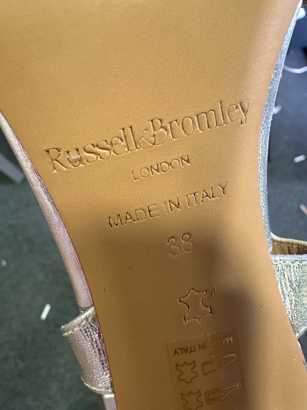 Russell & Bromley Silver SLINGPOINT Slingback Kitten Heel UK 5 EU 38