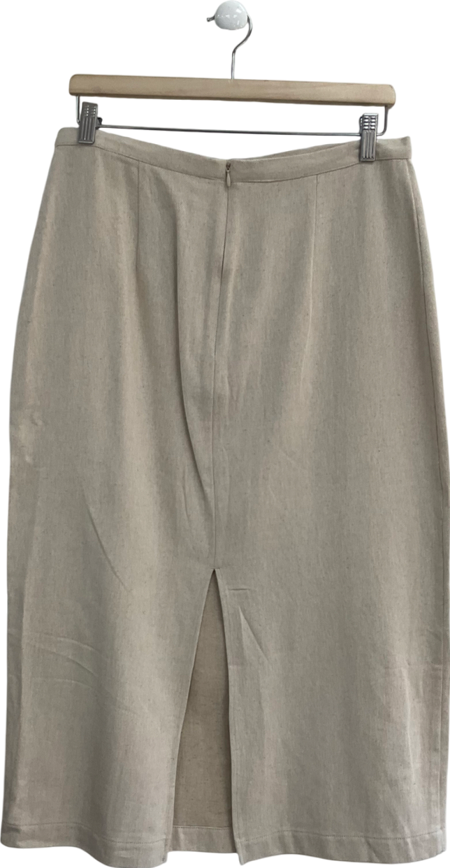Albaray Beige Linen Midi Skirt UK 14