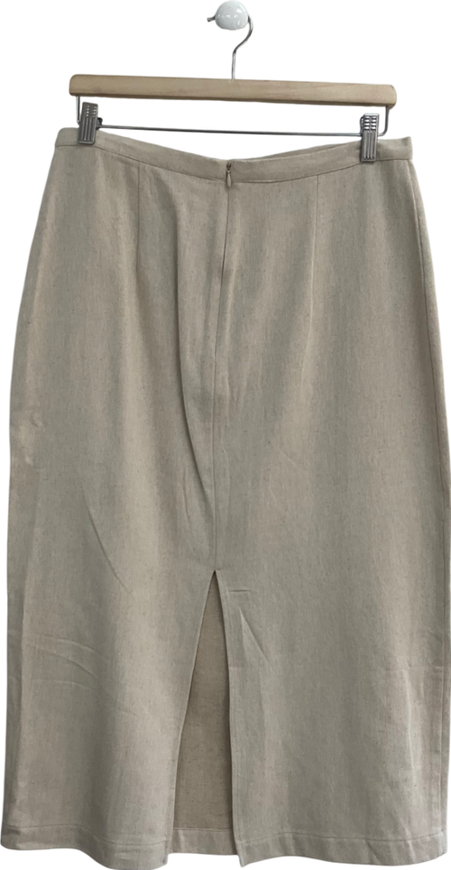Albaray Beige Linen Midi Skirt UK 14