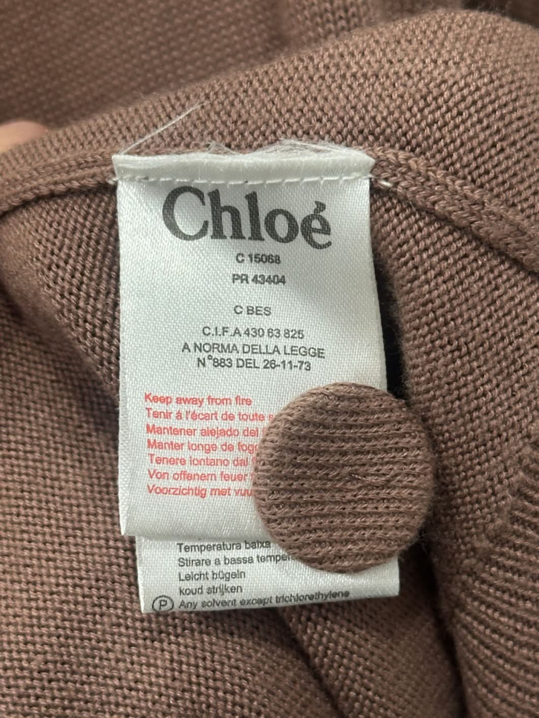 Chloé Brown Open Front Button-detail Short Sleeve Cardigan UK 12