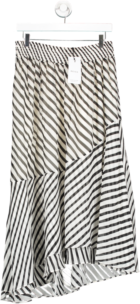 REISS White Dani Stripe Asymmetric Skirt UK 12