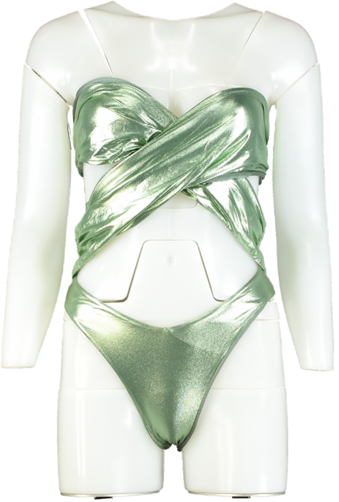 ROOM 24 Green Carol One Piece New Military Metallic UK S