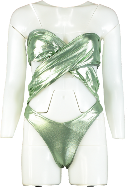 ROOM 24 Green Carol One Piece New Military Metallic UK S