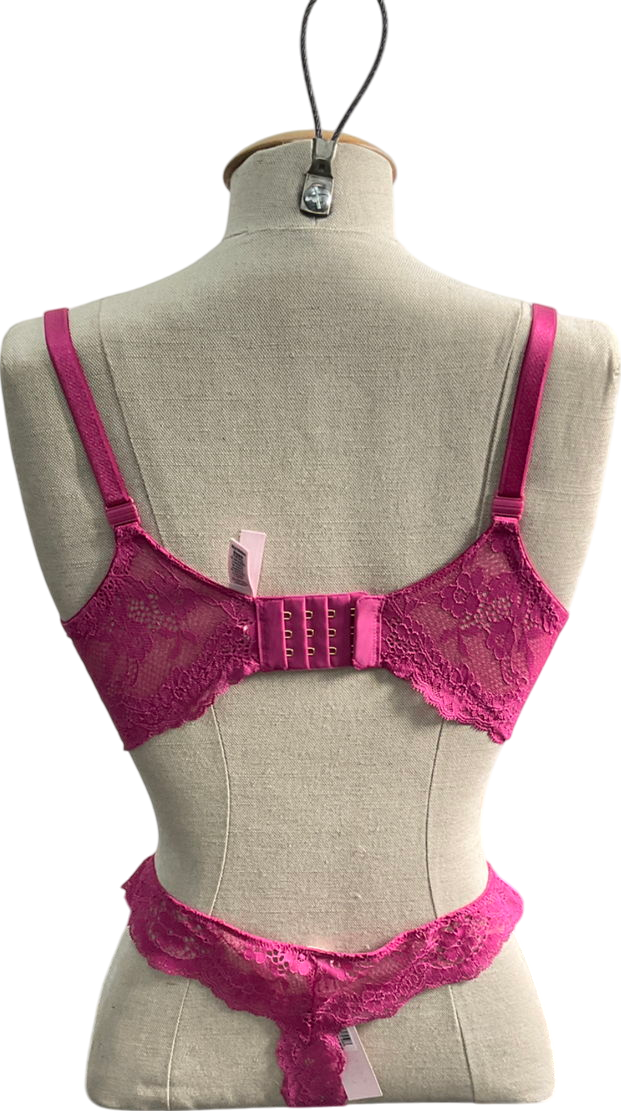 victoria secret Pink Hope Lace Trim Lightly Lined Bra And Lace Knickers UK M