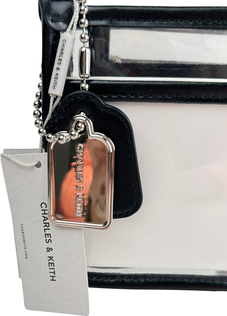 Charles & Keith Black / White Norah Shoulder Bag