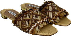 Aquazzura Brown Woven Raffia Sandal UK 3 EU 36
