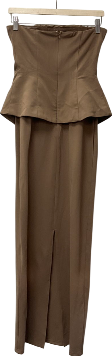 Fashion Nova Beige Meredith Strapless Maxi Dress UK S