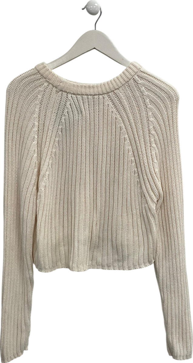 Miss Selfridge Cream Ribbed Knit Jumper UK 12