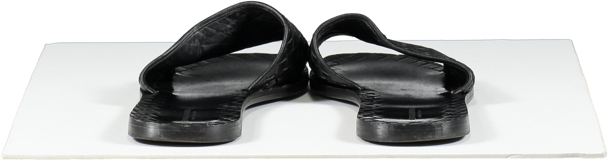 BOTTEGA VENETA Black Open Toe Leather Slippers UK 7 EU 40 👠