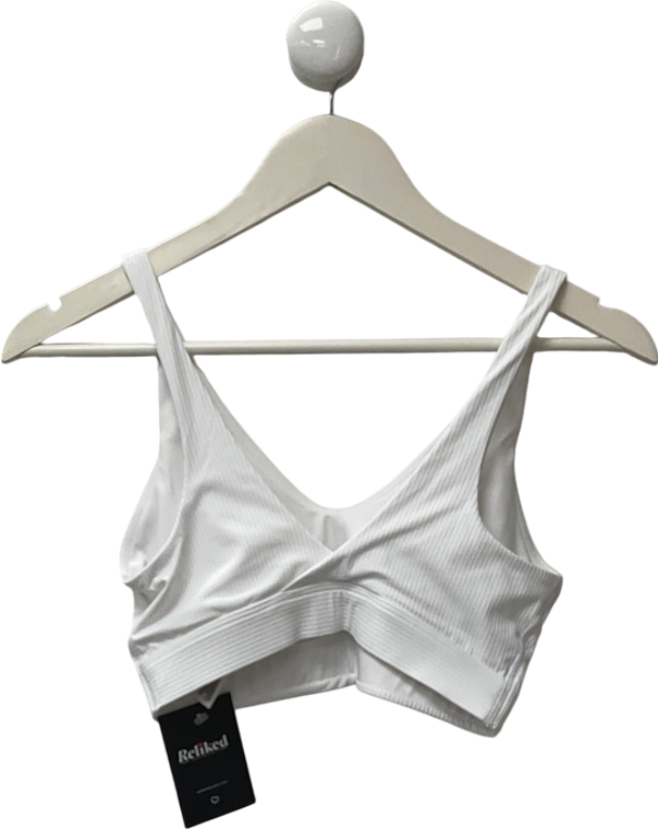 gymshark White Ribbed Sports Bra UK S