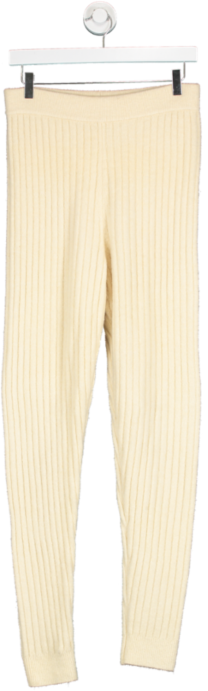 Weekend Stories Beige Cosy Knit Ribbed Pants UK S