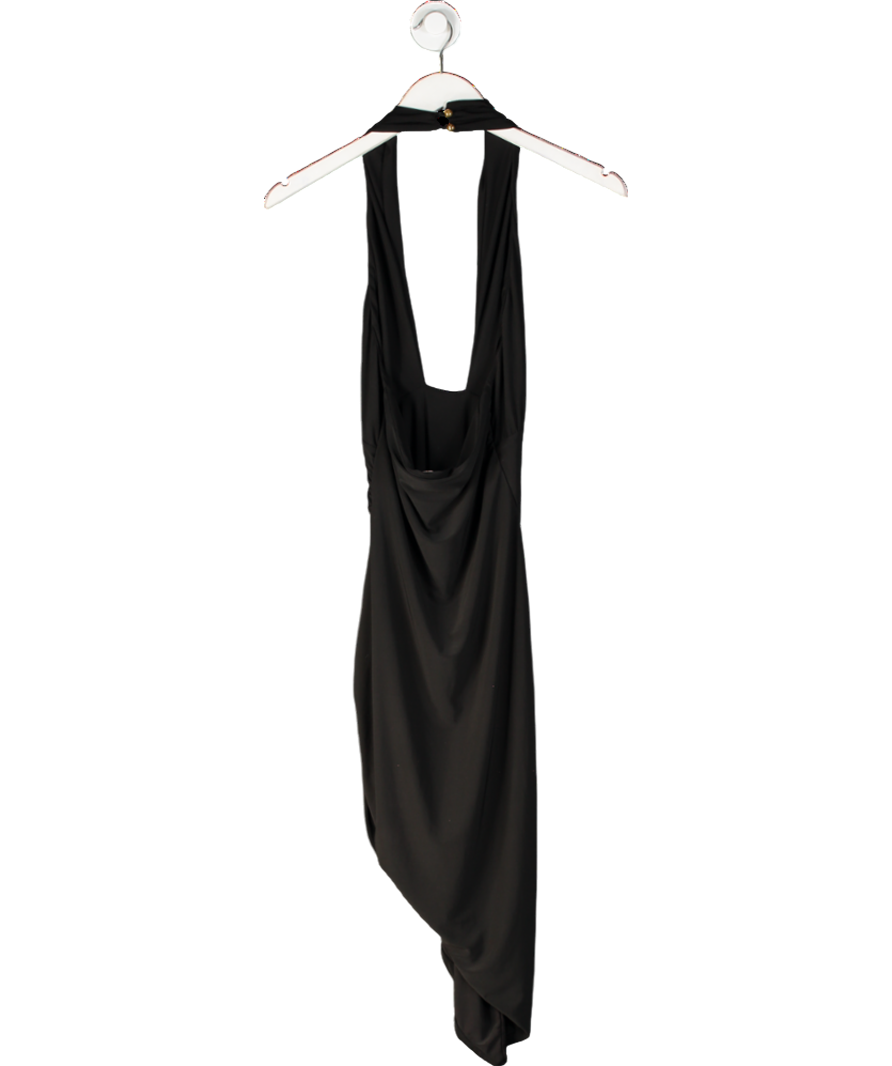 Club L Black Asymmetric Halterneck Backless Midi Dress UK 6