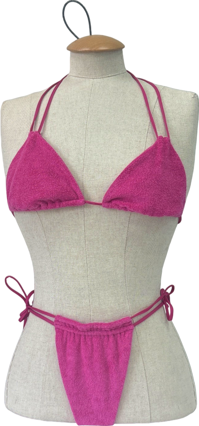 Neena Pink Terry Cloth Triangle Bikini UK S