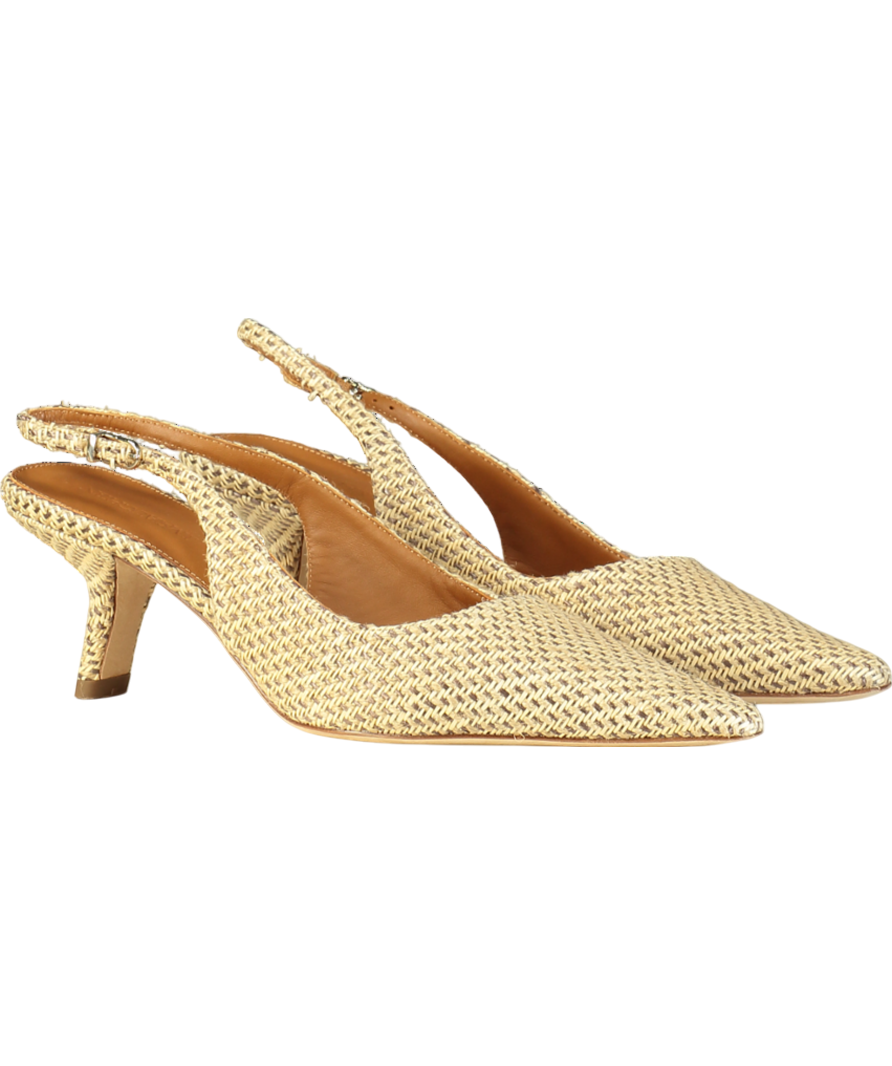 J. Mclaughlin Beige Cassidy Grasscloth Slingback Heels UK 8.5 EU 41.5 👠