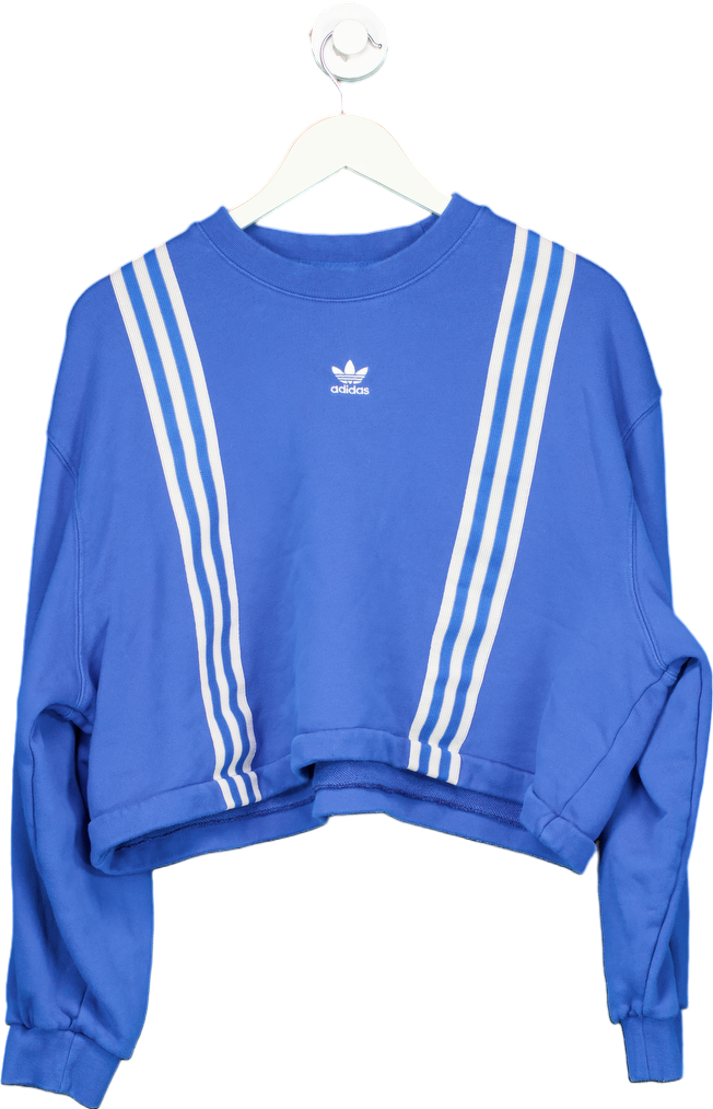 Adidas Blue Cropped Sweatshirt UK S-M