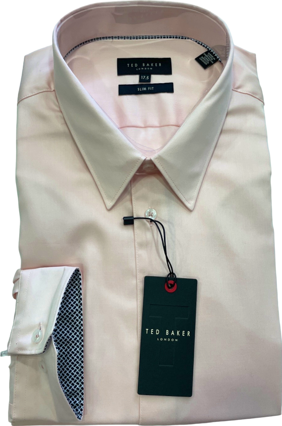 Ted Baker Maelor Core Long Sleeve Slim Fit Shirt Pale Pink UK 17.5" Neck