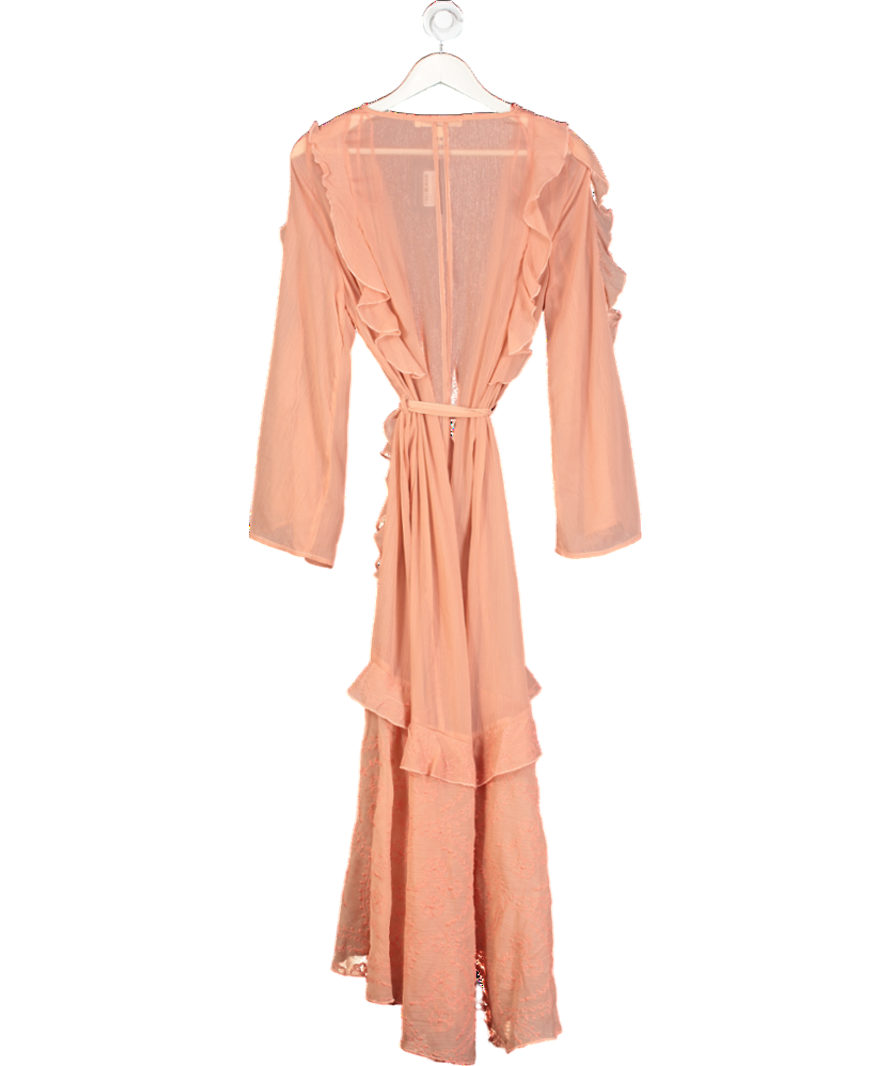 River Island Orange Chiffon Long Sleeve Ruffle Kaftan UK M