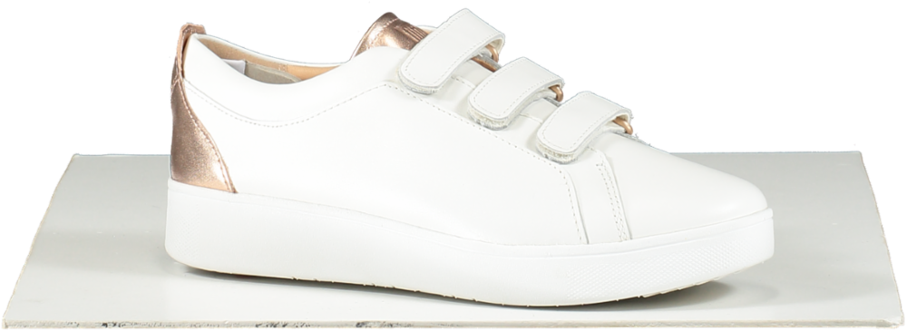 FitFlop Metallic-back Urban White Rose Gold Leather Strap Trainers BNIB UK 4.5 EU 37.5👠
