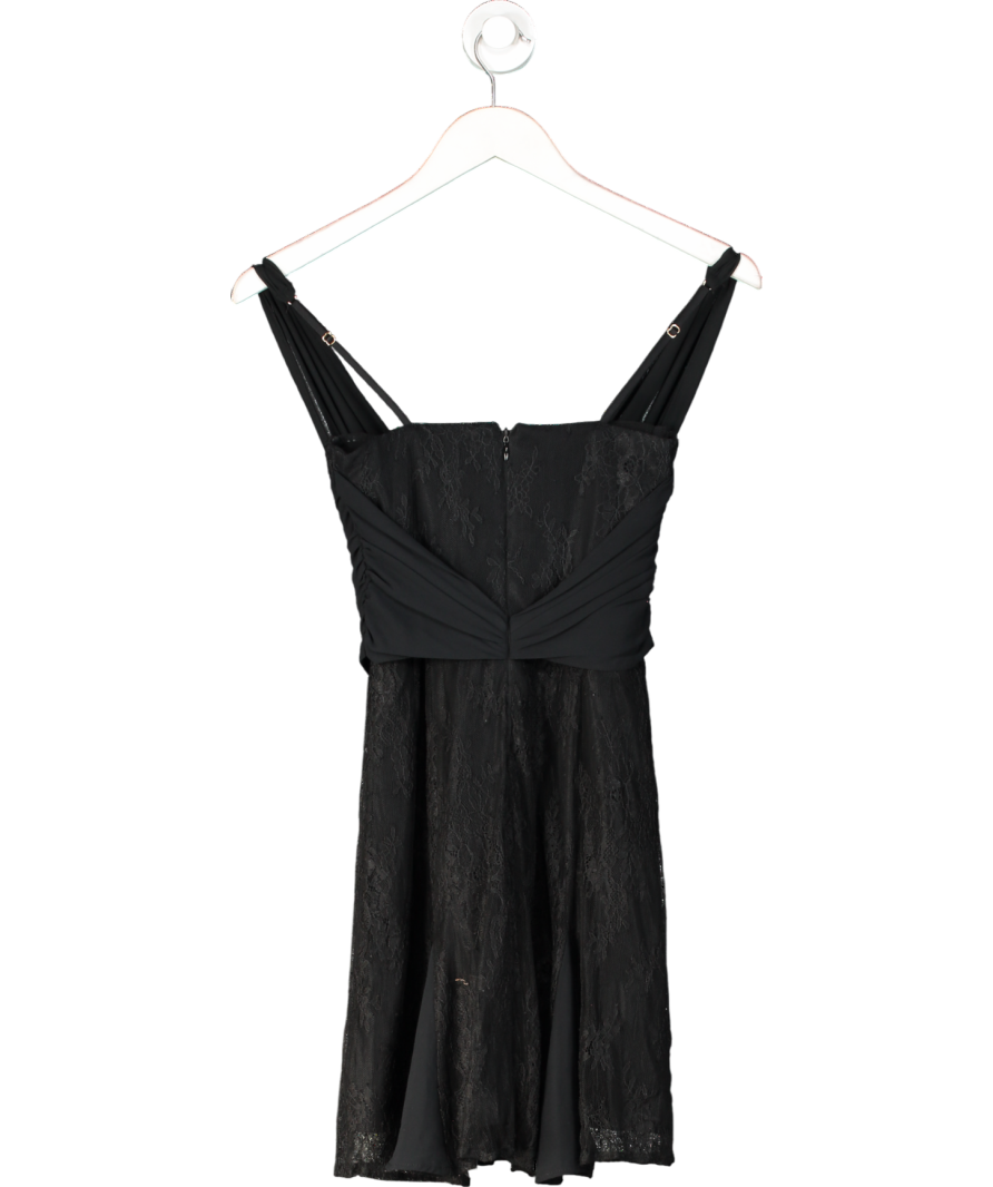 Oh Polly Black Manor Draped Bust A-line Mini Dress UK 4