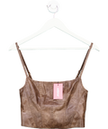 edikted Brown Scout Zip Up Faux Leather Corset UK S