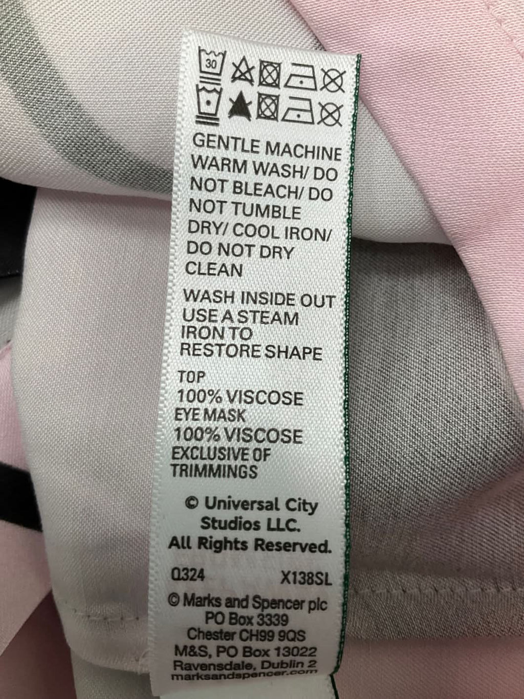 Olivia Von Halle x M&S Satin Cat Print Pyjama And Sleep Mask Set UK 14