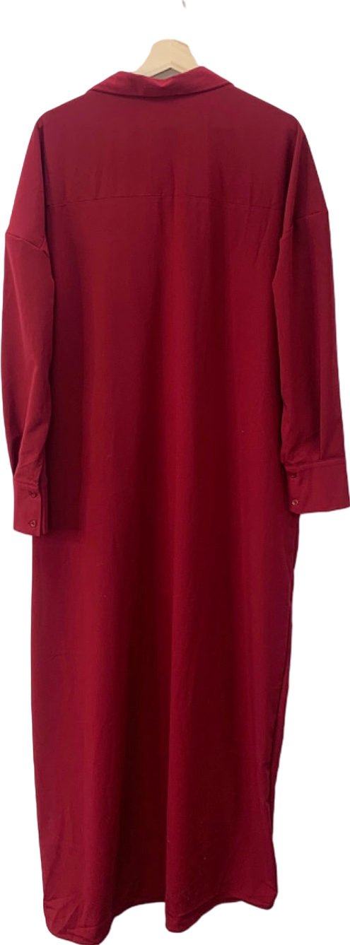 Boohoo Wine Utility Maxi Shirt Dress UK 12