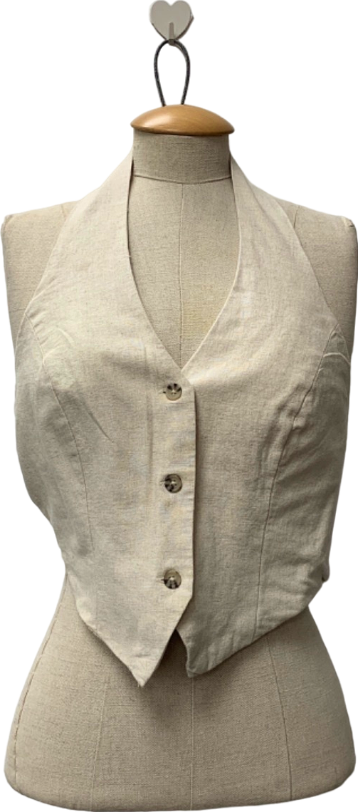 New Look Cream Halter Neck Waistcoat UK 8