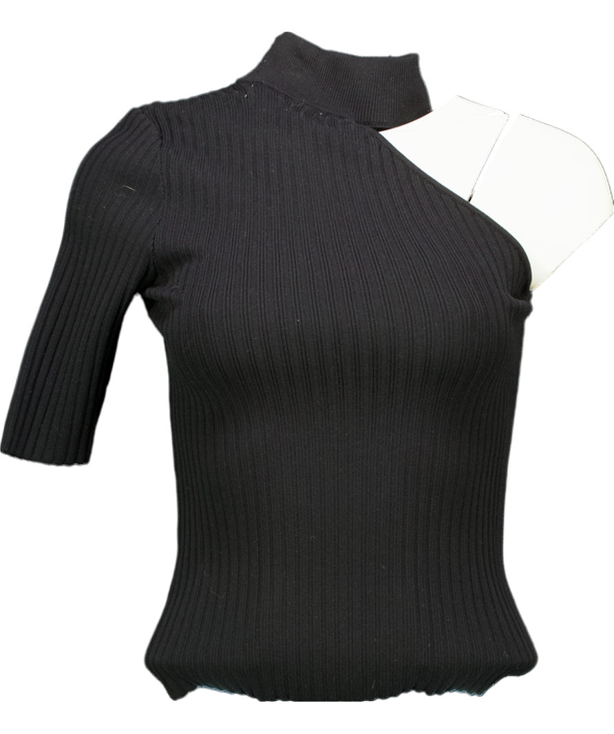 ZARA Black Cut-out Ribbed Top UK S