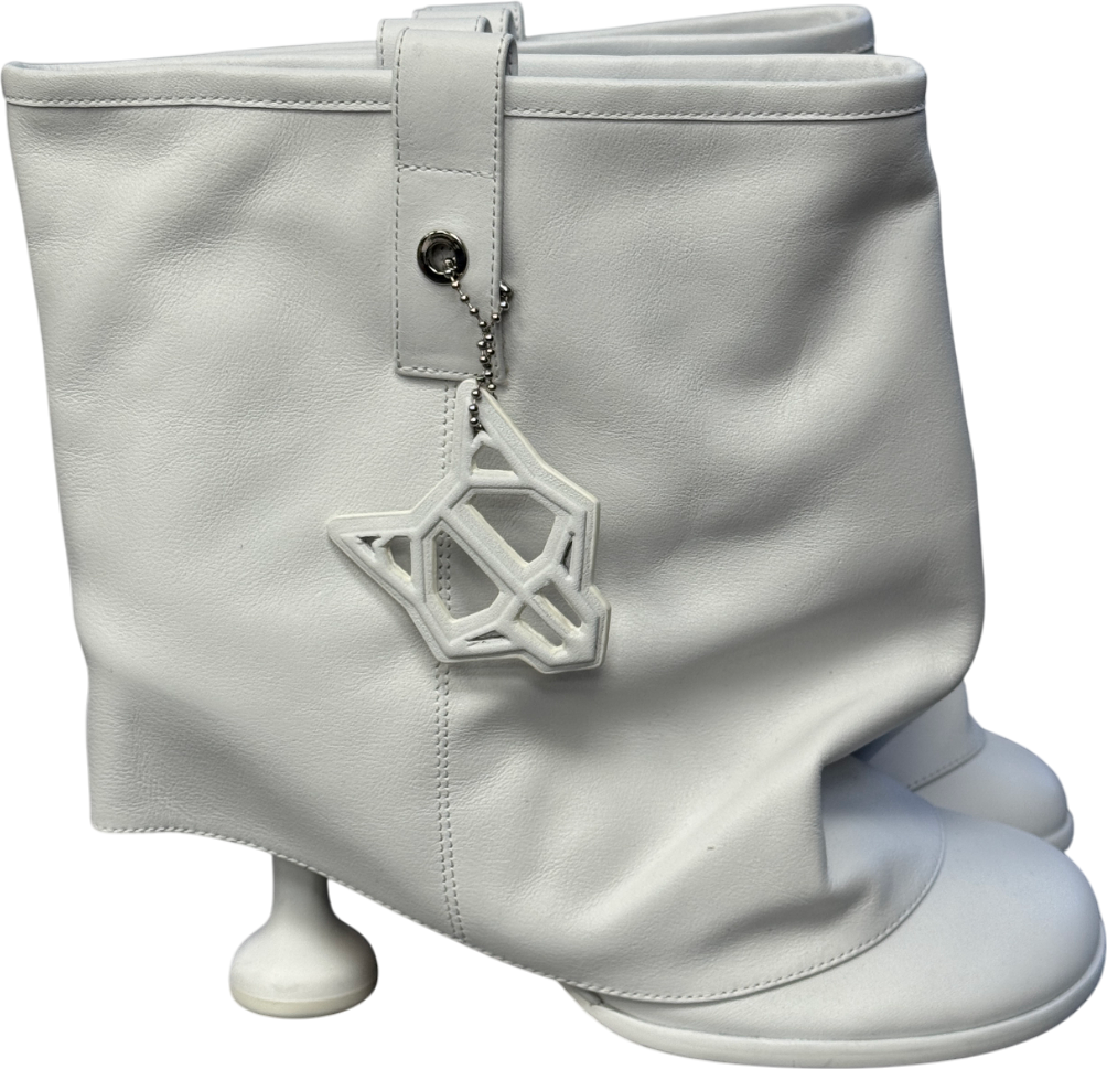 Naked Wolfe Bam White Leather Ankle Boots UK 6 EU 39 👠